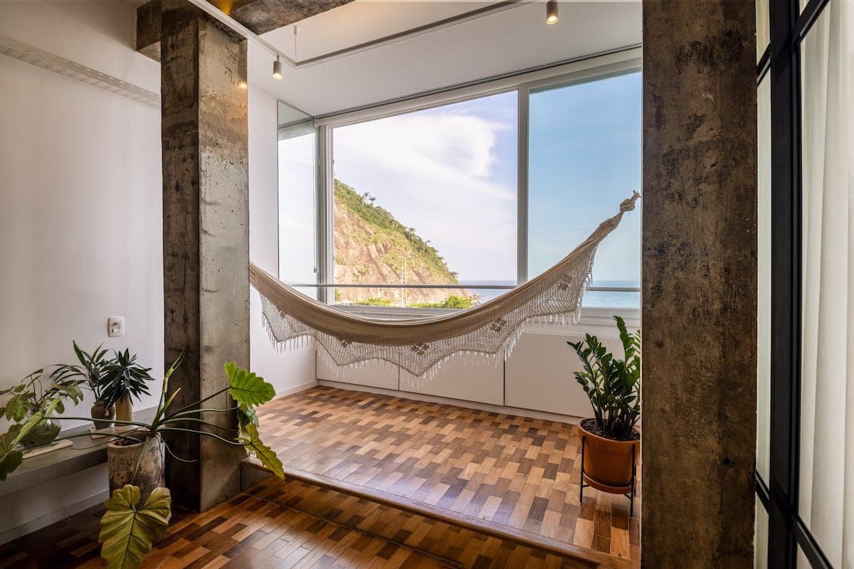 Hammock with mountain and ocean view